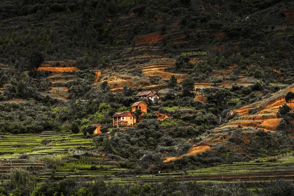 Vale com aldeias, Madagáscar — Fotografia de Stock