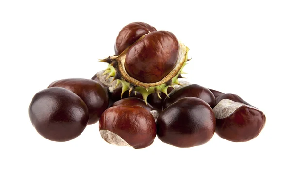 Ripe chestnuts in peel — Stock Photo, Image