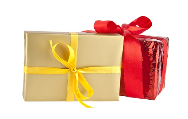 Colorful gift boxes with bows — Stock Photo, Image