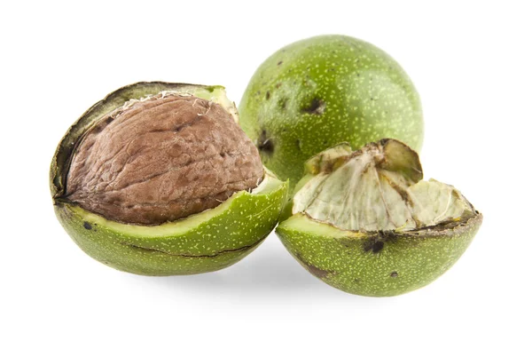 Walnuts in green peel — Stock Photo, Image