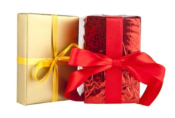 Красочные подарочные коробки с бантами — стоковое фото