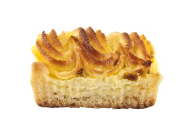 Beyaz arka plan closeup izole cheesecake