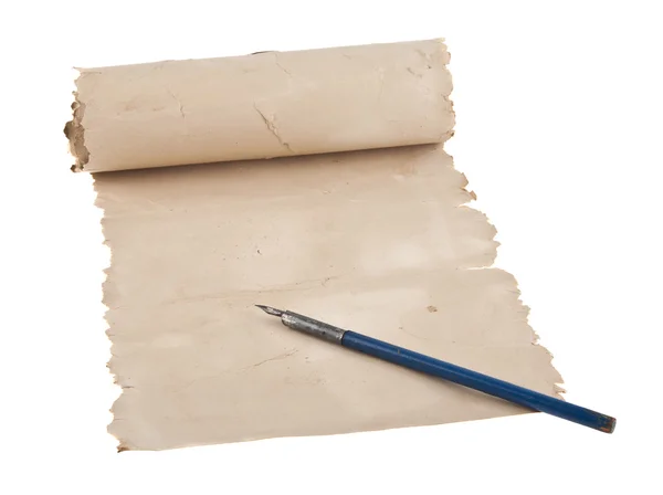 Старая бумага и старая ручка — стоковое фото