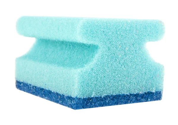 Blue sponge isolated on white background closeup — Stock Photo, Image