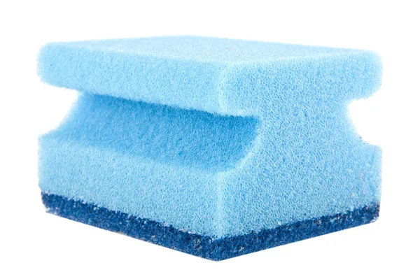 Blue sponge isolated on white background closeup — Stock Photo, Image