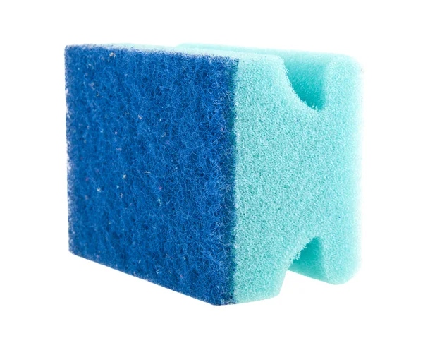 Blue sponge isolated on white background closeup — Stock Photo, Image