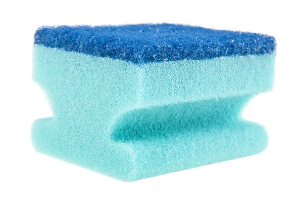 Blue sponge isolated on white background closeup — Stock Photo, Image