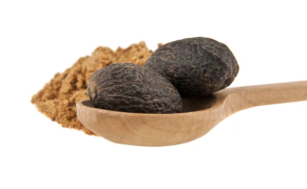 Nutmeg isolated on white background closeup — Stock Photo, Image