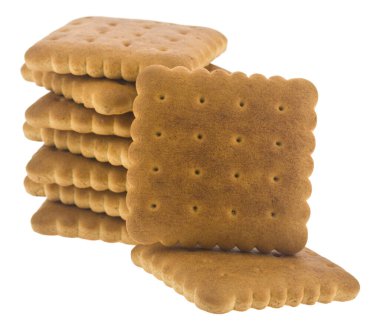 Kare kurabiye beyaz arka planda izole edilmiş..