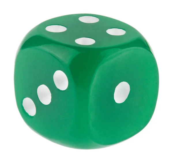 Green Dice Laminage Isolé Sur Fond Blanc Gros Plan — Photo