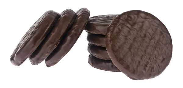 Galletas Chocolate Aisladas Sobre Fondo Blanco — Foto de Stock