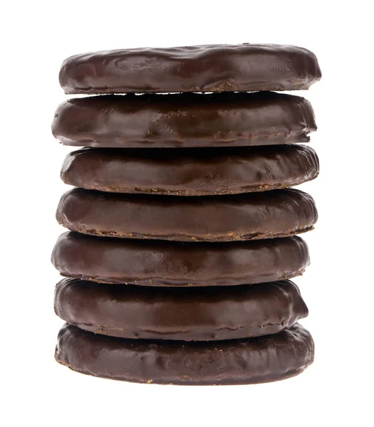 Choklad Cookies Isolerade Vit Bakgrund Närbild — Stockfoto