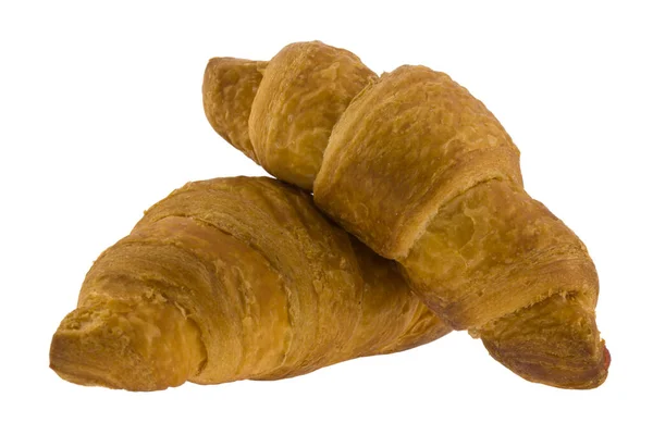 Croissanter Isolerad Vit Bakgrund Närbild — Stockfoto