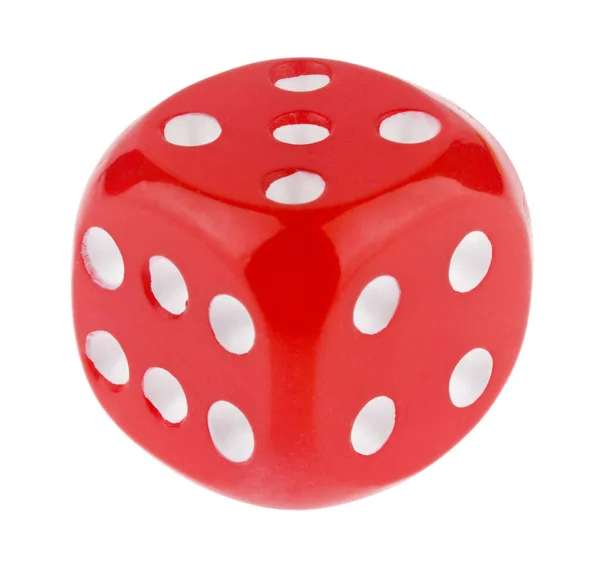 Red Dice Rolling Isolated White Background Close Stock Picture