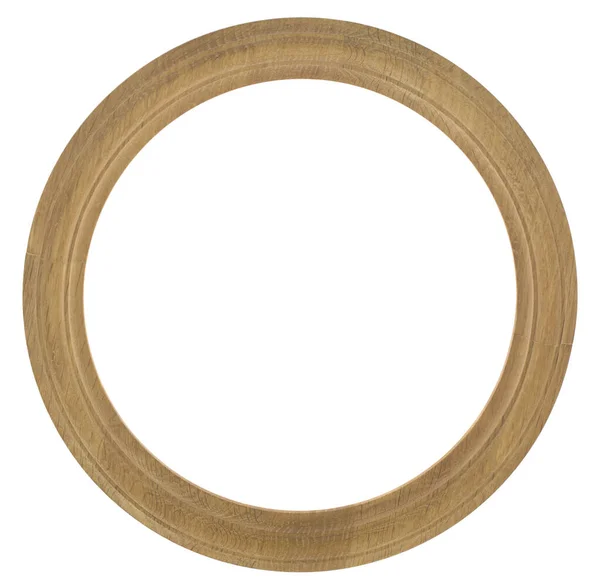Okrągła Drewniana Rama Izolowana Białym Tle Zbliżenie — Zdjęcie stockowe