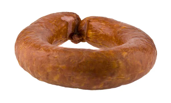 Sausage Ring Isolated White Background Close — Stock Photo, Image