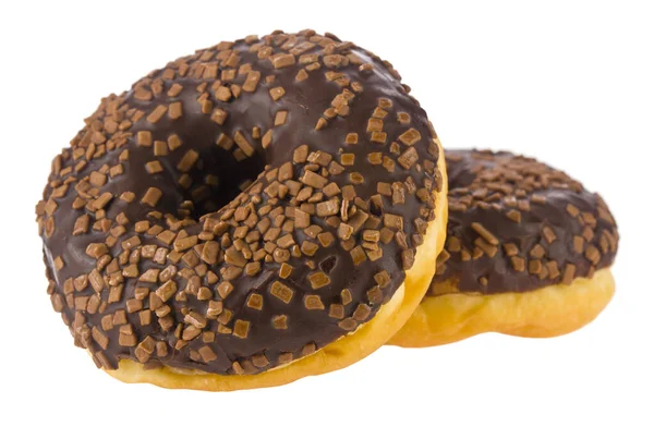 Schokoladen Donuts Isoliert Auf Weißem Hintergrund Nahaufnahme — Stockfoto