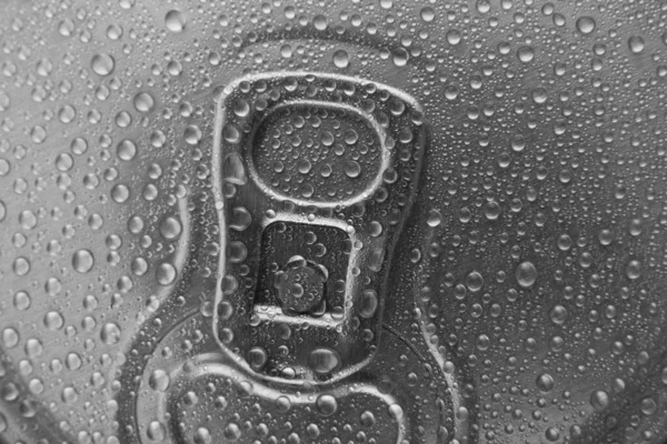 Latas Metal Con Una Bebida Gotas Agua Textura Para Fondo —  Fotos de Stock