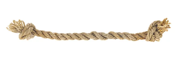 Seil Mit Knoten Isoliert Auf Weißem Hintergrund Nahaufnahme — Stockfoto