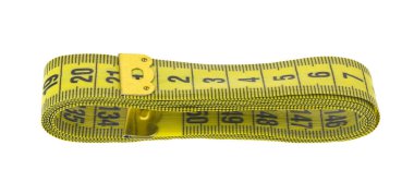 Sarı metre beyaz arka planda izole edildi. Tam odaklanma.