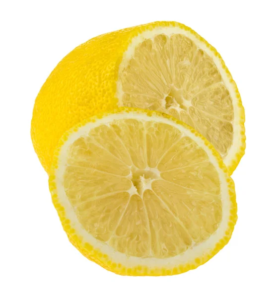 黄色多汁柠檬与白色背景的特写相隔离 维生素素食概念 — 图库照片
