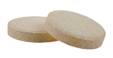 Product pills isolated on white background close up. Detail for design. Design elements. Macro.