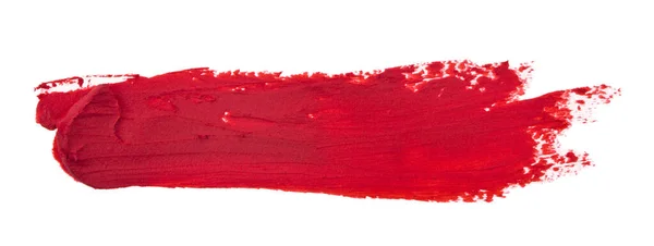 Esfregaço Vermelho Batom Isolado Num Fundo Branco Desenho Artístico Detalhe — Fotografia de Stock