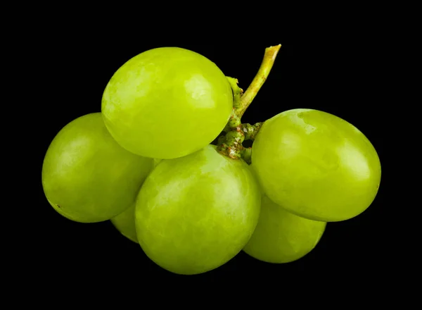 Uvas Verdes Aisladas Sobre Fondo Negro Cerca Detalle Para Diseño — Foto de Stock