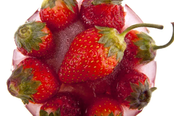 Strawberry in ice — Stock Photo, Image