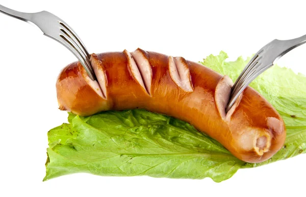 Sausage on white — Stock Photo, Image