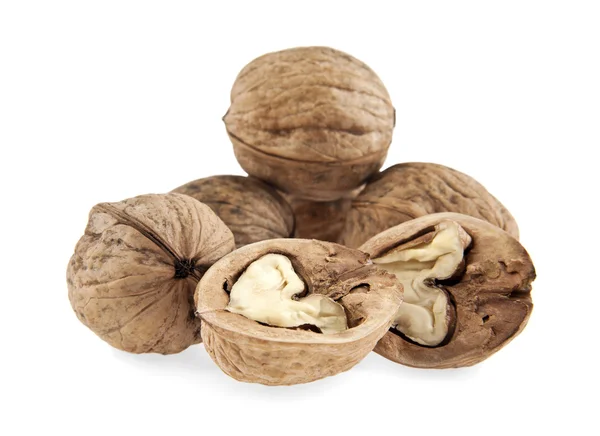 Nueces sobre blanco — Foto de Stock