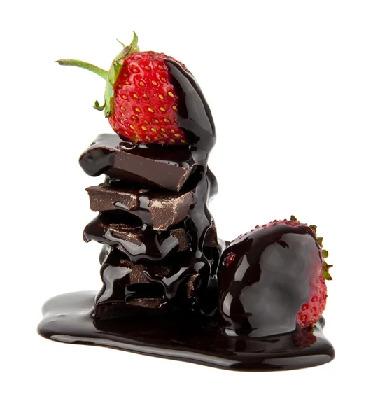 Strawberry in chocolate — Stock Photo, Image