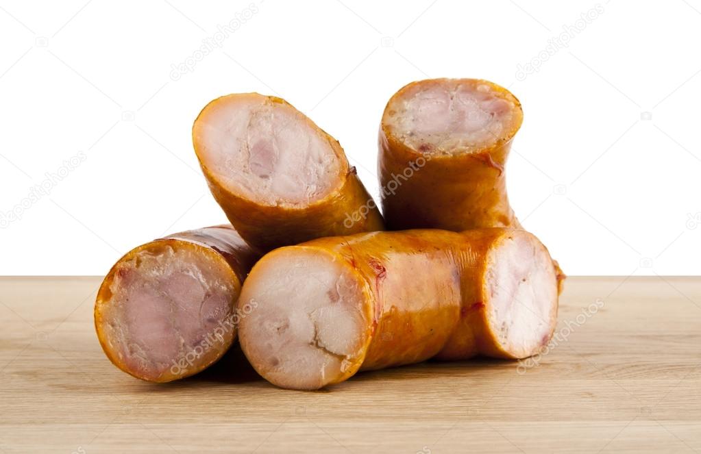 Sausage on wood