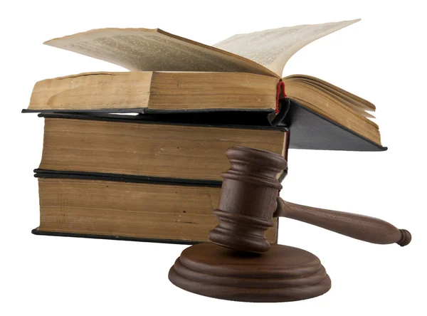 Wooden mallet and   book — Stock Photo, Image