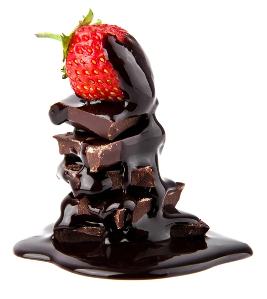 草莓加巧克力 — 图库照片