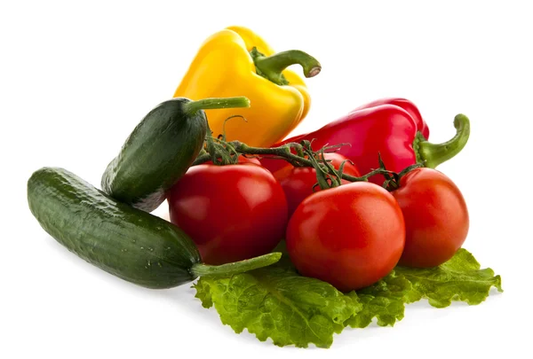 Cucumbers pepper and tomatoes — Stock Photo, Image