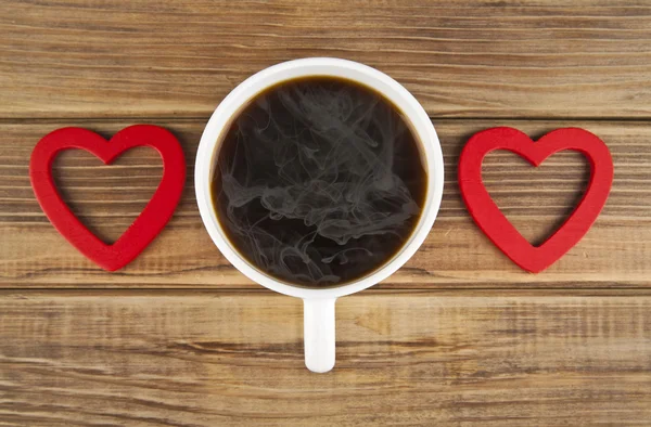 Two hearts and coffee — Stock Photo, Image