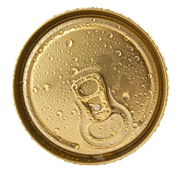 Lata de cerveza con gotas de agua —  Fotos de Stock
