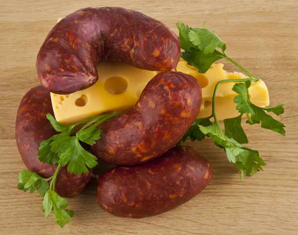 Cheese and sausages — Stock Photo, Image