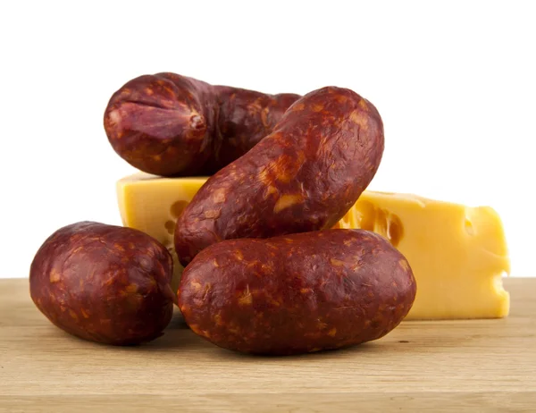 Cheese and sausages — Stock Photo, Image