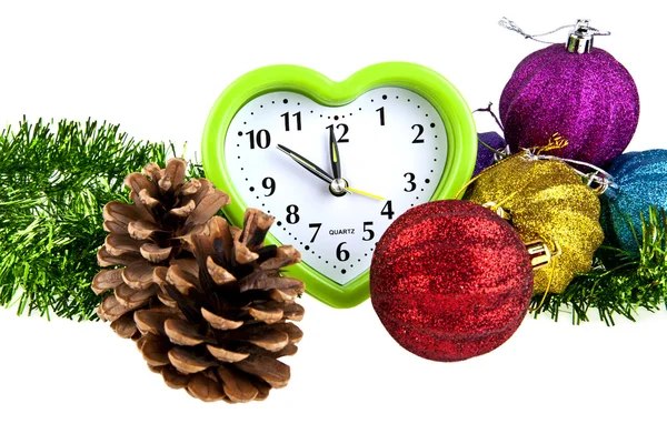 Christmas toys with a clock — Stock Photo, Image