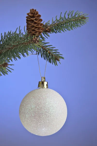 Branche de sapin et boule de Noël — Photo