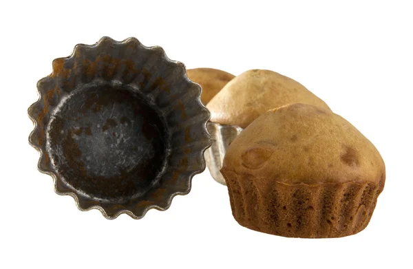 Cupcakes in Metallformen — Stockfoto