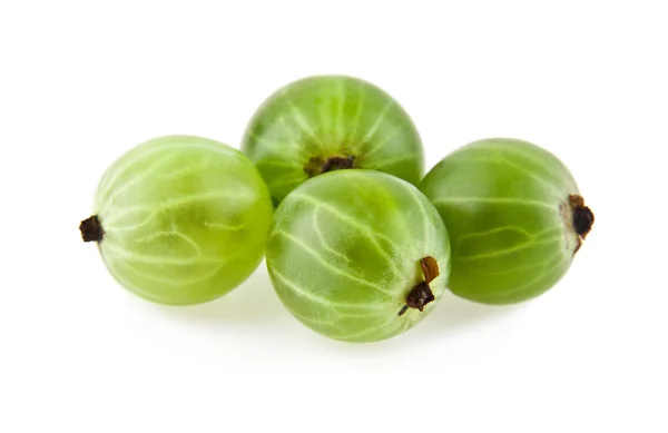 Green gooseberries on white — Stock Photo, Image