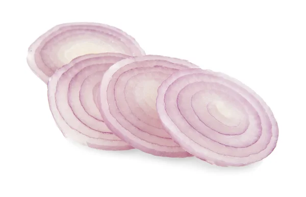 Slices of onions on white — Stock Photo, Image