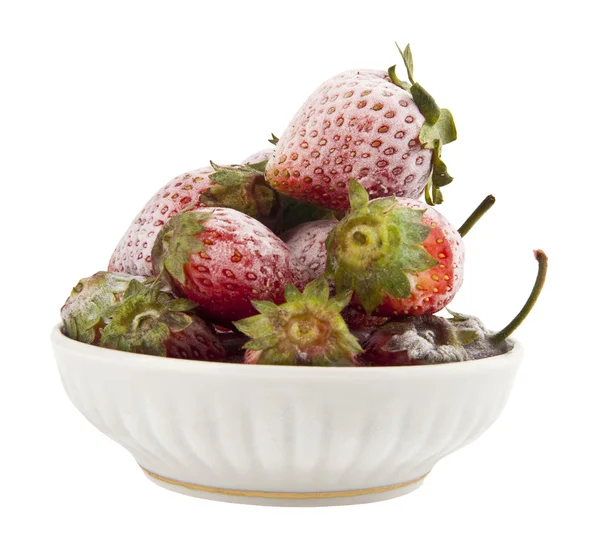 Frozen strawberries on white — Stock Photo, Image