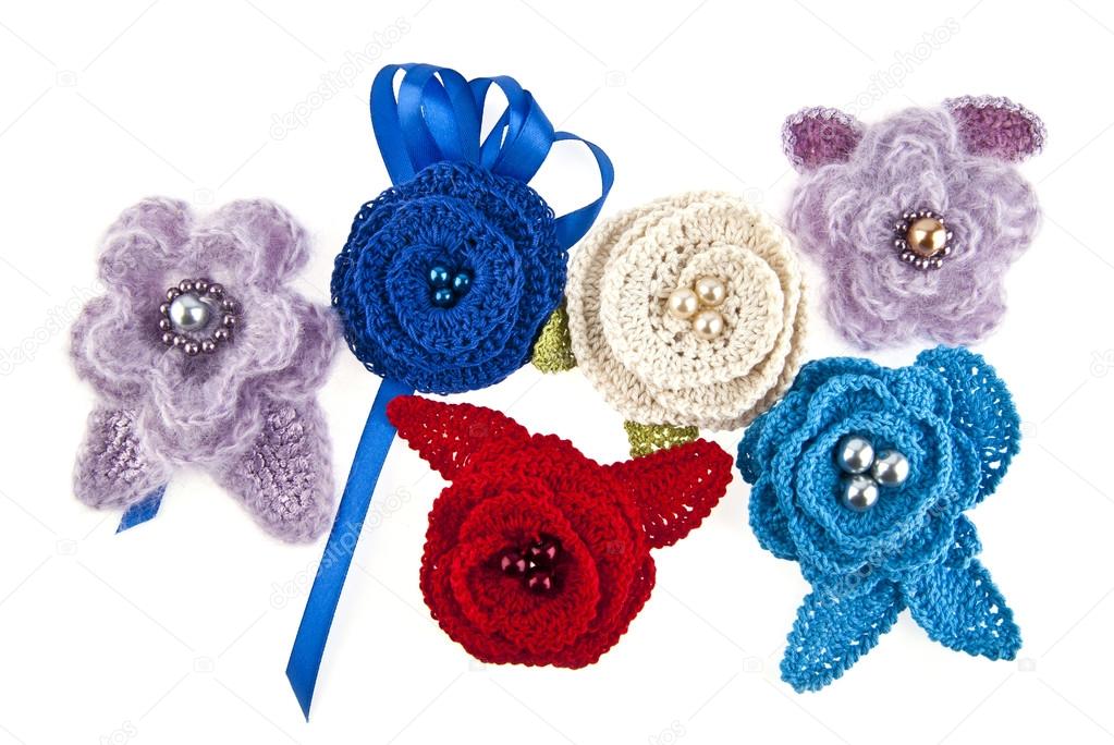 knitted handmade flowers