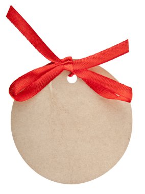 etiket kırmızı yay ile