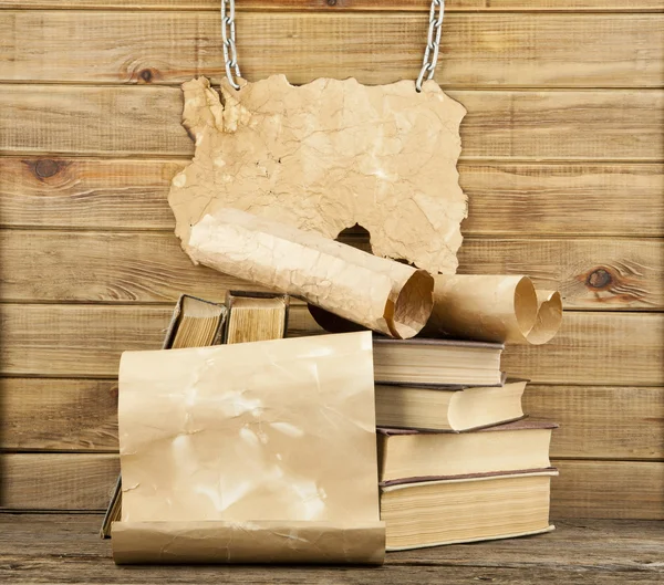 Old books on wood — Stock Photo, Image