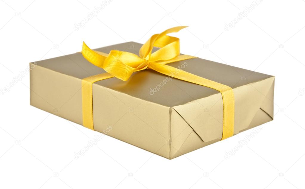 box with gift an yellow ribbon
